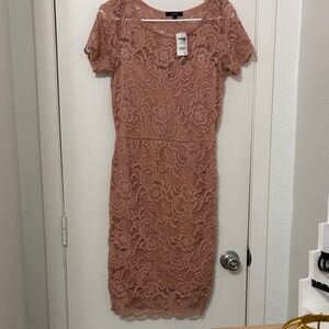 Ambiance Lace Midi Dress in Dusty Rose